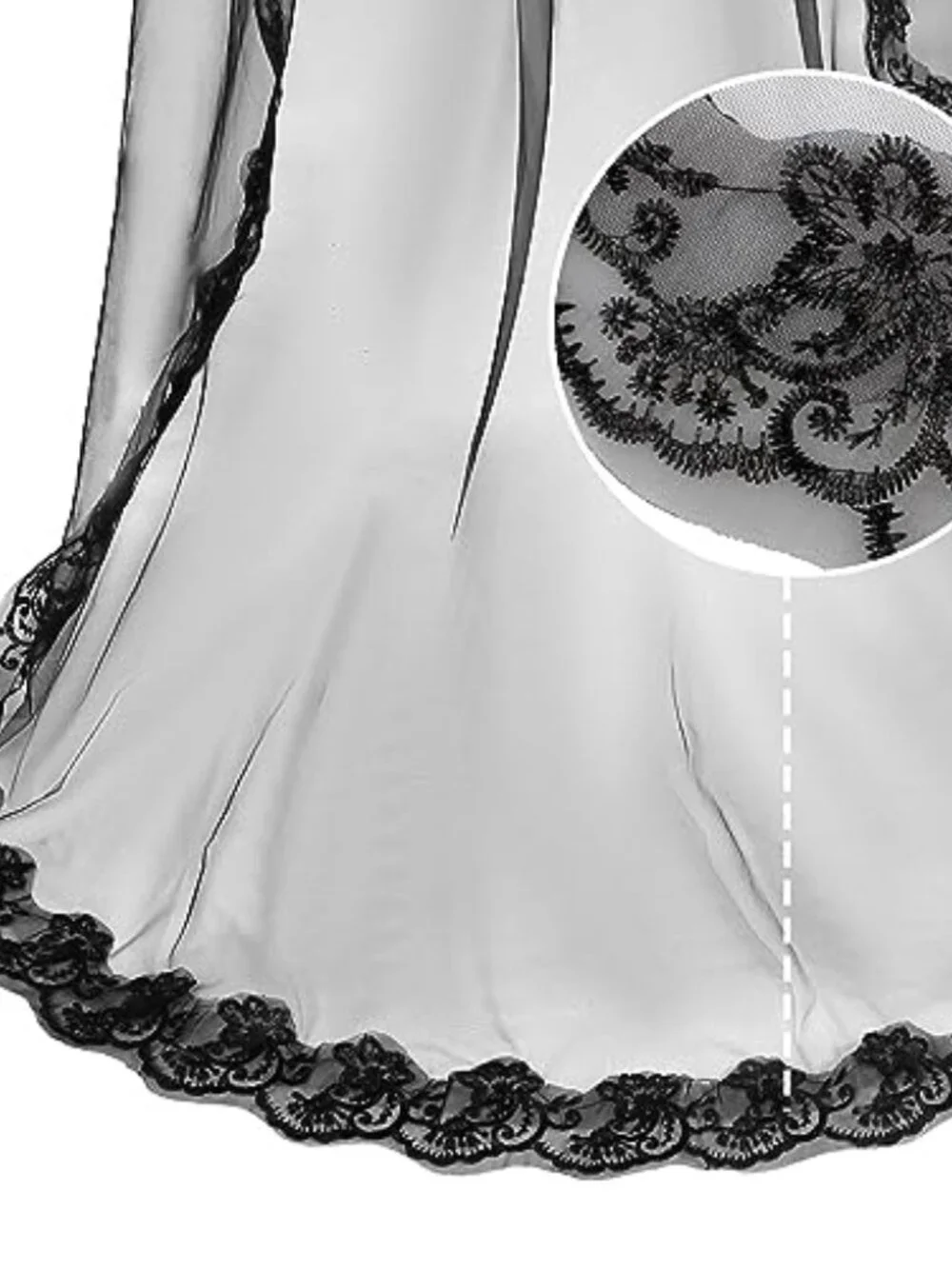 Black Lace Bridal Veil Long Tulle Wedding Shawl Halloween Witch Cos Headdress